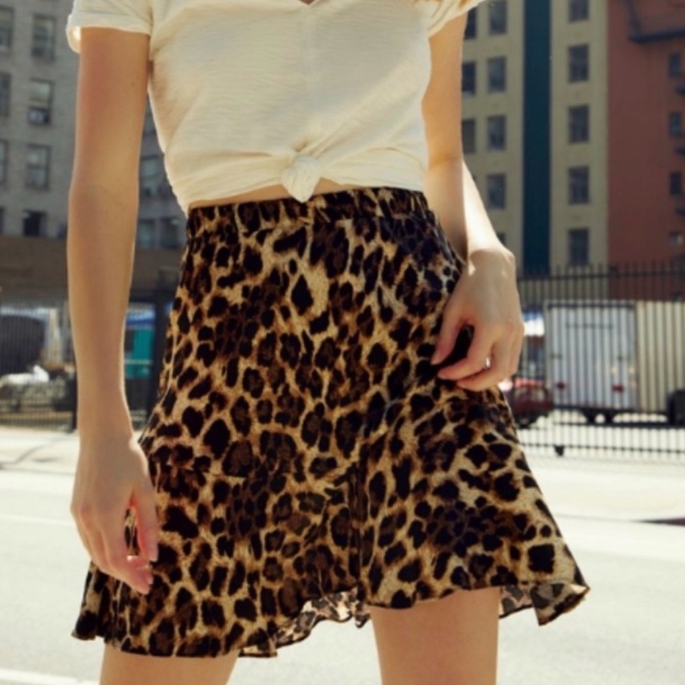 Nation LTD Leopard Print Viscose Mini Skirt Size Medium
